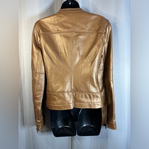 MODA INTERNATIONAL MOTO JACKET WOMEN'S LEATHER BRONZE SIZE SMALL - Picture 4 of 6